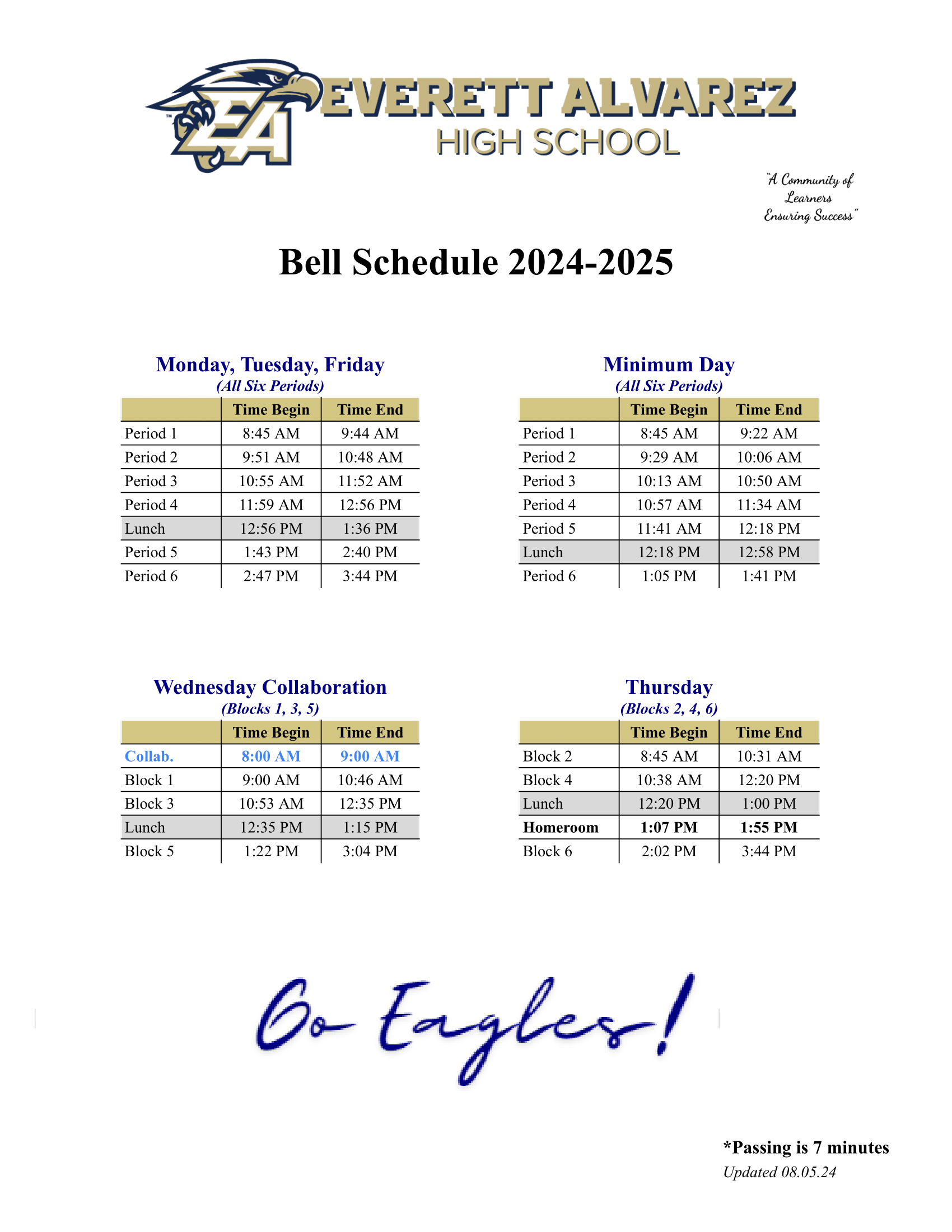 EAHS Bell Schedule