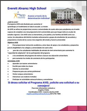 AVID Flyer Spanish